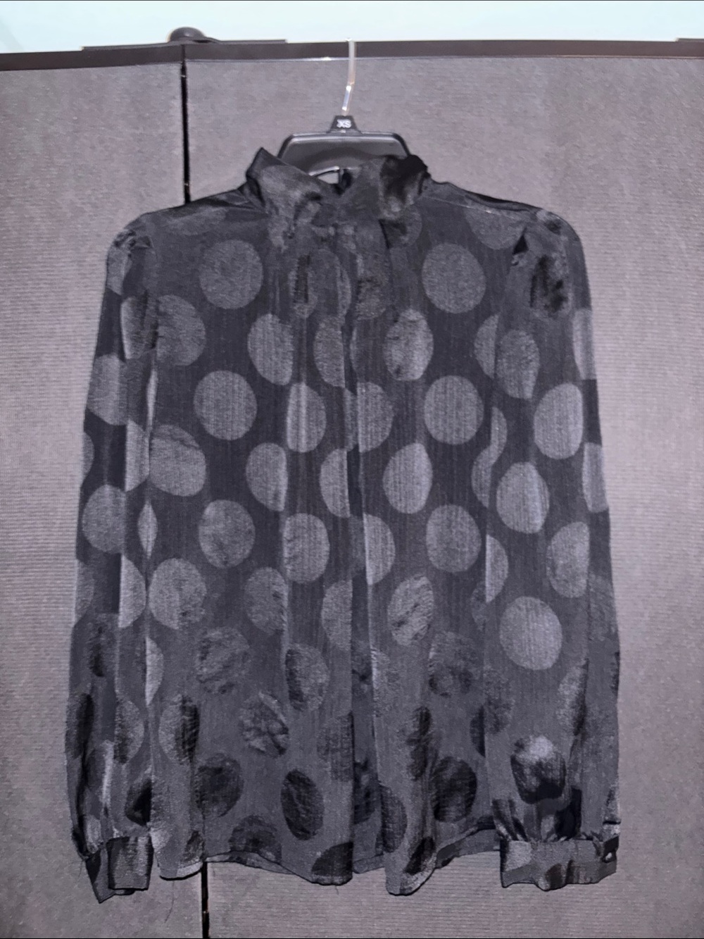 Who What Wear Black Polka Dot Long-Sleeve Dress Shirt